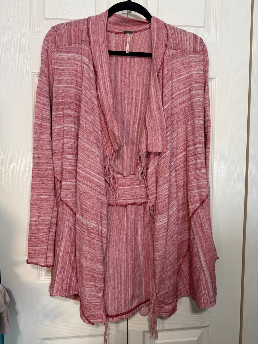 Open Front Pink Marled Cardigan